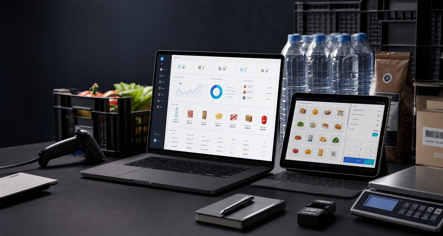 Arbeitsplatz mit Novaro Office im Handelsbetrieb
